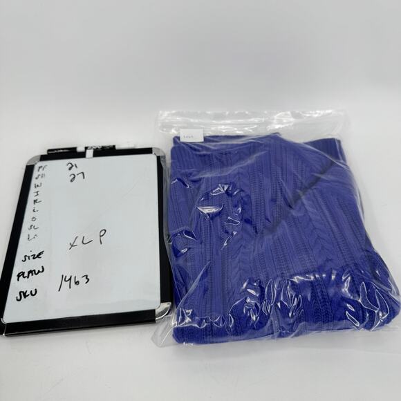 Lands End Sweater Womens XLp Petite XL Royal Blue Cable Knit Pullover Coastal - Picture 7 of 7